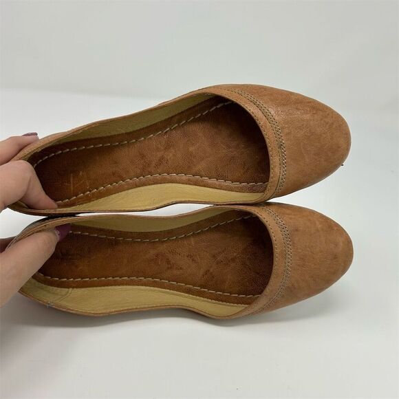 Frye Carson Ballet Flat Cognac Tan Brown Leather Slip-On Casual Shoes Size 7 - Picture 10 of 13